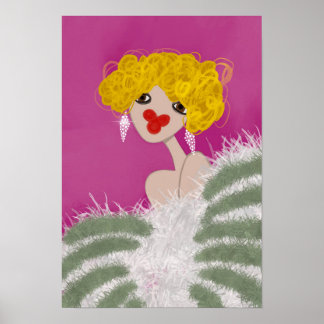 Affiche Fille de fête Danse Rose Glam Mode Art