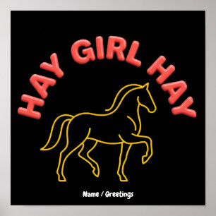 Affiche Fille de foin Fille Rétro Cheval Graphique 2026 Ch