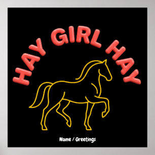 Affiche Fille de Foin Retro Cheval Graphique 2026 Chic Occ