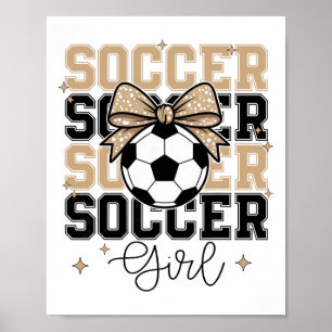 Affiche Fille de foot Groovy Coquette Bow Football Sports