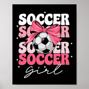 Affiche Fille de foot groovy Filles coquette Bow Football
