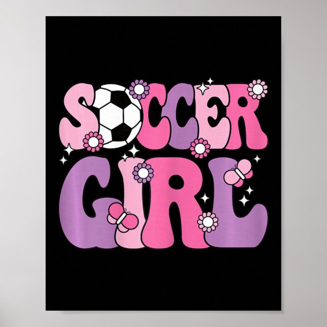 Affiche Fille de football Mignonne Groovy Amoureuse de foo (Devant)