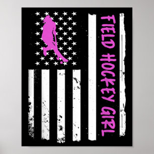 Affiche Fille de hockey sur gazon Drapeau Usa _1