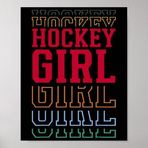 Affiche Fille de hockey Texte superposé drôle Fille jeunes