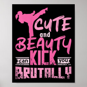 Affiche Fille de karaté kickboxing mignonne et beauté fémi