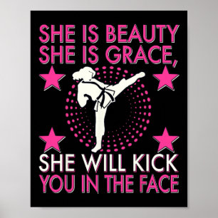 Affiche Fille de karaté taekwondo Femmes Kick de karaté 