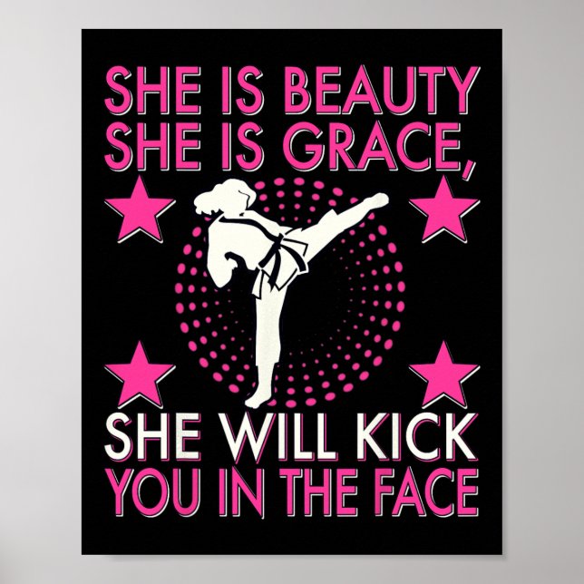 Affiche Fille de karaté taekwondo Femmes Kick de karaté  (Devant)