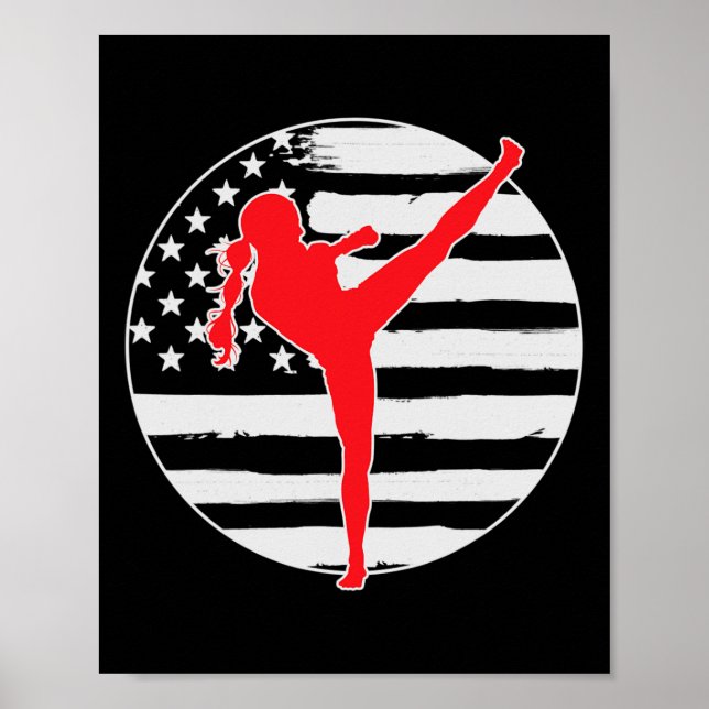 Affiche Fille de kickboxing Drapeau États-Unis 4 juillet  (Devant)