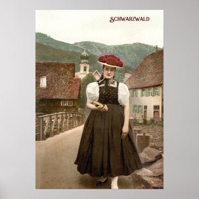 Affiche Fille de la Forêt-Noire en Allemagne (vers 1900) (Devant)