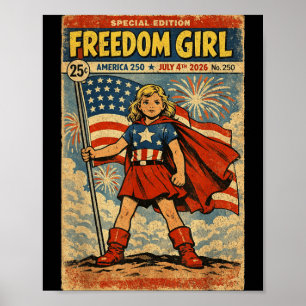Affiche Fille de la liberté America 250 4 juillet 2026 Rét