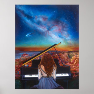 Affiche Fille de l'affiche au piano