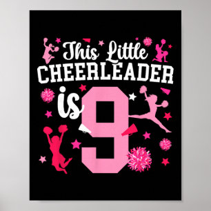 Affiche Fille de l'anniversaire des 9 ans Cheerleader de n