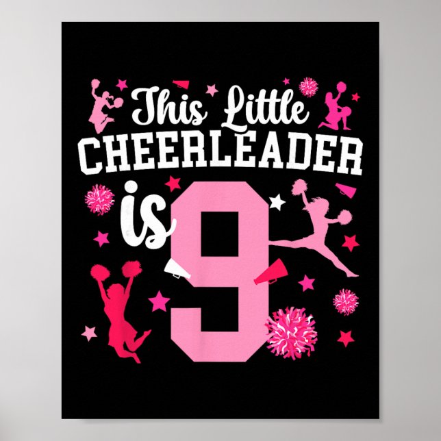 Affiche Fille de l'anniversaire des 9 ans Cheerleader de n (Devant)