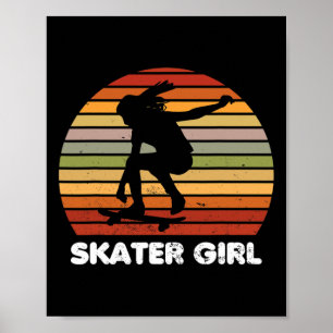 Affiche Fille de l'art du skateur cool skateboard skateboa