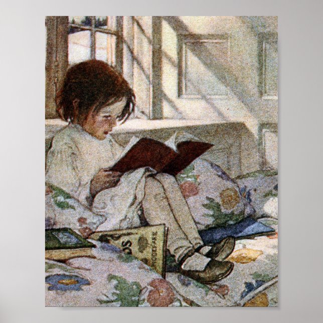 Affiche Fille de lecture vintage (Devant)