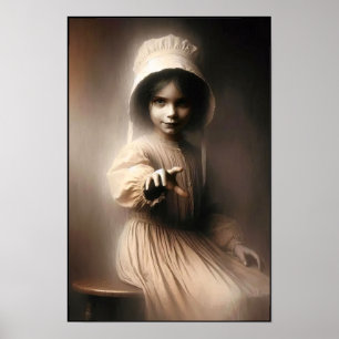 Affiche Fille de l'ère victorienne effrayante sur mur