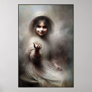 Affiche Fille de l'ère victorienne effrayante sur mur