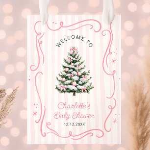 Affiche Fille de l'hiver rose Bienvenue à la Baby Shower