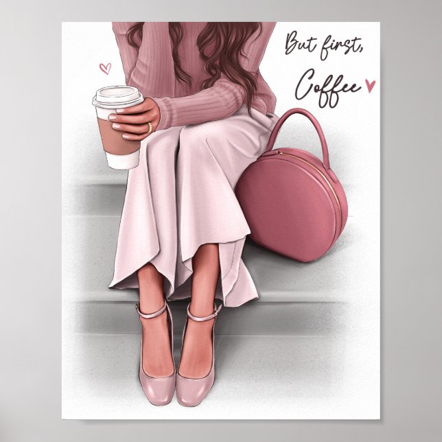 Affiche Fille de mode mais premier café (Devant)