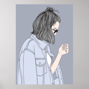 Affiche Fille de mode portant des vêtements modernes
