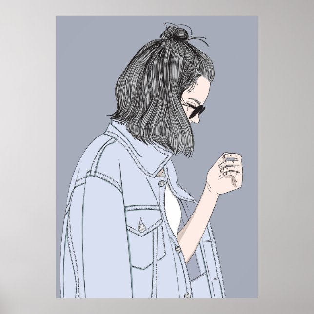 Affiche Fille de mode portant des vêtements modernes (Devant)