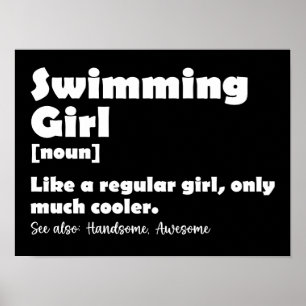 Affiche Fille de natation Définition Amusante Fille nageus