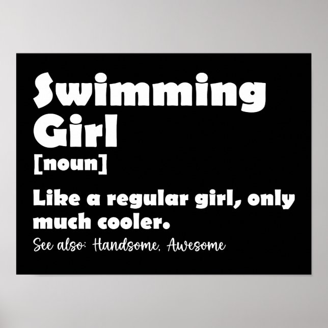 Affiche Fille de natation Définition Amusante Fille nageus (Devant)