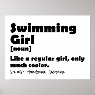 Affiche Fille de natation Funny Définition Fille nageuse