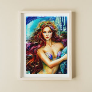Affiche Fille de Neptune Fantaisie Art de Sirène