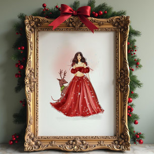 Affiche fille de Noël oeuvre d'art