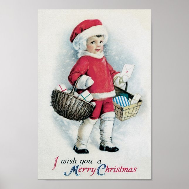 Affiche Fille de Noël Vintage (Devant)