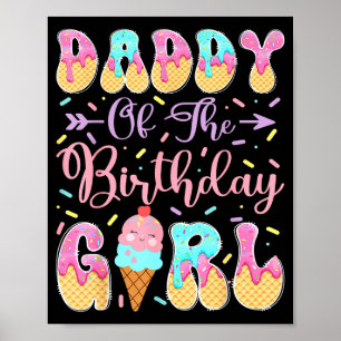 Affiche Fille de papa anniversaire Illustration de glace d