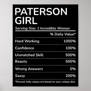 Affiche Fille de Paterson Drôle Nouvelle Jersey Ville nata