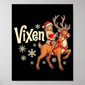Affiche Fille de pin up renne de Noël Vixen vintage Père N