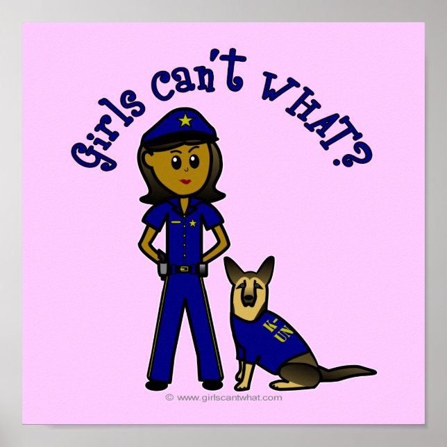 Affiche Fille de police foncée K9 (Devant)