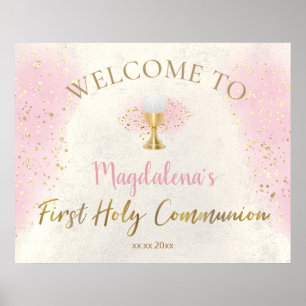 Affiche Fille de première communion solennelle bienvenue