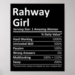 Affiche Fille de Rahway Nj New Jersey Drôle Cité Maison Ra