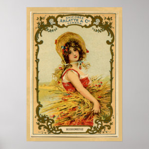 Affiche Fille de récolte vintage