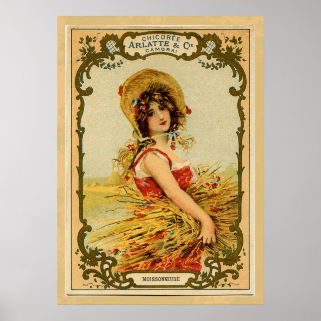 Affiche Fille de récolte vintage (Devant)