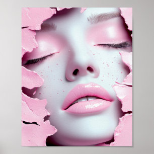 Affiche Fille de rêve rose Portrait abstrait
