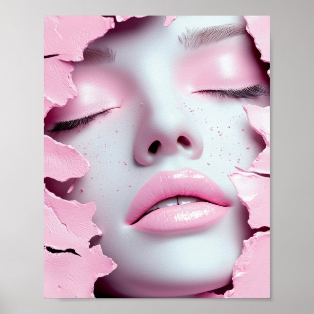 Affiche Fille de rêve rose Portrait abstrait (Devant)