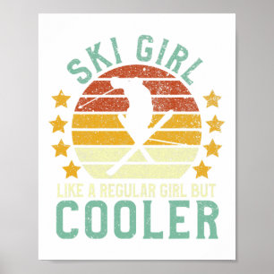 Affiche Fille De Ski Drôle Femme Instructeur De Ski Et Ski