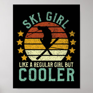Affiche Fille de ski Professeur de ski féminin drôle et sk