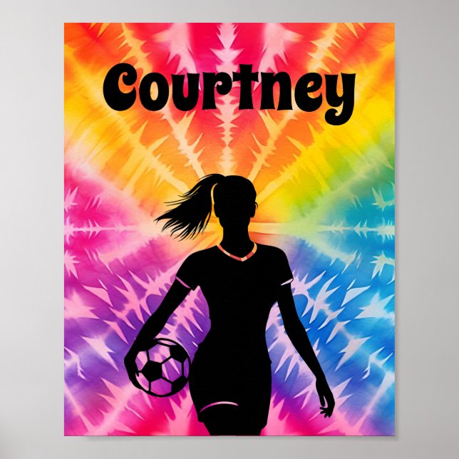 Affiche Fille de soccer Personnalisée Cravate-Dye Rainbow  (Devant)