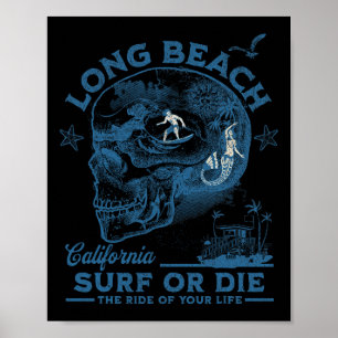 Affiche Fille de surf de Long Beach en Californie Océan Pa