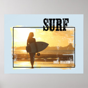 Affiche Fille de surfer d'affiche de surf