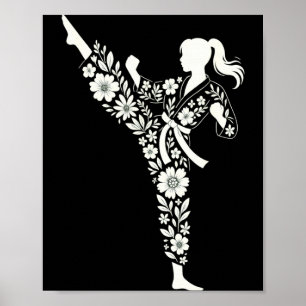 Affiche Fille de Taekwondo Fleur Martial Arts Enfants Femm
