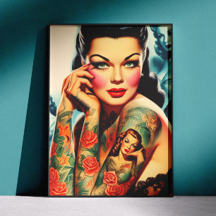 Affiche Fille de tatouage Old School