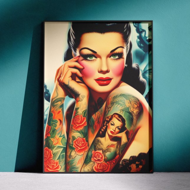 Affiche Fille de tatouage Old School (Créateur téléchargé)