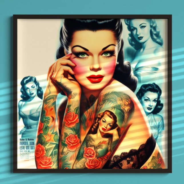 Affiche Fille de tatouage Old School (Créateur téléchargé)